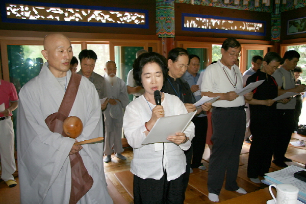 법흥사 구인사 사찰순례 - 이진숙 수원시 일월초등학교 교장선생님의 발원문 낭독